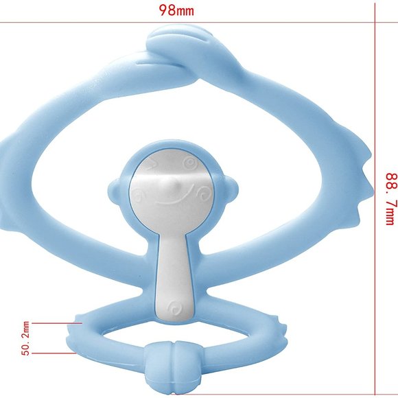 Mombella Hugging Monkey Teether Toy Light Blue New - Picture 4 of 9